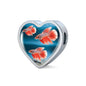 Siamese Fighting Fish Print Heart Charm Braided Bracelet
