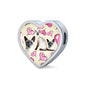 Siamese Cat Print Heart Charm Leather Bracelet