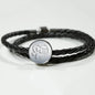 Paws Art Print Circle Charm Leather Bracelet