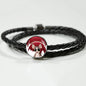 Chihuahua Print Circle Charm Leather Bracelet