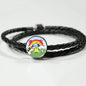 Cute Cow Print Circle Charm Leather Bracelet