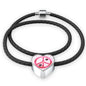 Peace Sign With Paws Print Heart Charm Leather Woven Bracelet