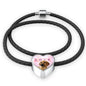 Rhodesian Ridgeback Dog Print Heart Charm Leather Bracelet
