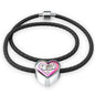 Cute Painted Cat Print Heart Charm Leather Woven Bracelet
