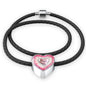 Cute Kitten Print Heart Charm Leather Woven Bracelet