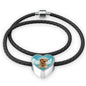Cavapoo Dog Print Heart Charm Leather Bracelet