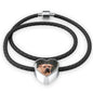 South African Boerboel Dog Print Heart Charm Leather Bracelet