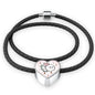 Flying Cat Print Heart Charm Leather Bracelet