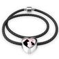 Cat Vector Art Print Heart Charm Leather Woven Bracelet