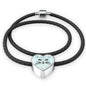 Cute Cat Face Print Heart Charm Leather Bracelet