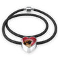 Tibetan Spaniel Dog Print Heart Charm Leather Bracelet
