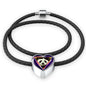 Cute Panda Art Print Heart Charm Leather Woven Bracelet