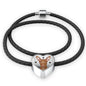 Pharaoh Hound Print Heart Charm Braided Bracelet