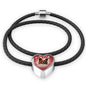 Papillon Dog Print Heart Charm Leather Bracelet