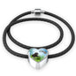 Barbet Dog Print Heart Charm Leather Bracelet