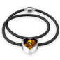 Roaring Lion Art Print Heart Charm Leather Woven Bracelet