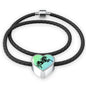 Amazing Horse Vector Print Heart Charm Leather Woven Bracelet