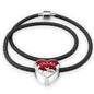 Sphynx Cat Print Heart Charm Leather Bracelet