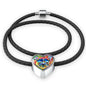 Colorful French Bulldog Heart Charm Leather Woven Bracelet