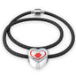 Red Paw Print Heart Charm Braided Bracelet