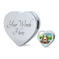 Basset Hound Dog Vector Print Heart Charm Leather Woven Bracelet