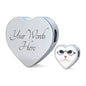 Cute Cat With Glasses Print Heart Charm Leather Bracelet