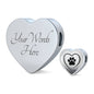 Paw Print Heart Charm Steel Bracelet