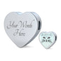 Cute Cat Face Print Heart Charm Steel Bracelet