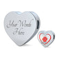 Red Paw Print Heart Charm Steel Bracelet