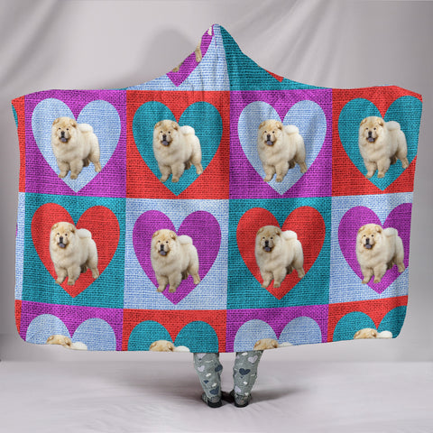 Chow Chow Pattern Print Hooded Blanket