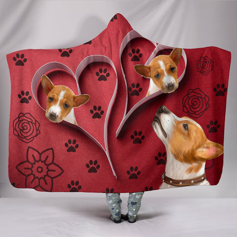 Basenji Dog Paws Print Hooded Blanket