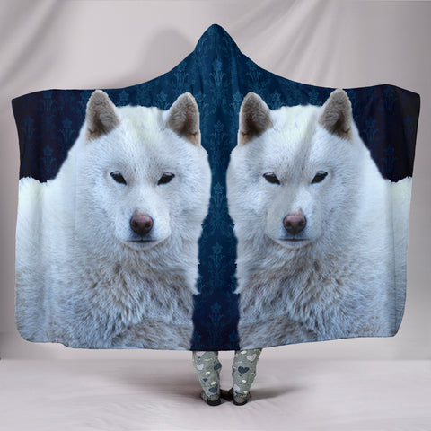 Hokkaido Dog Print Hooded Blanket