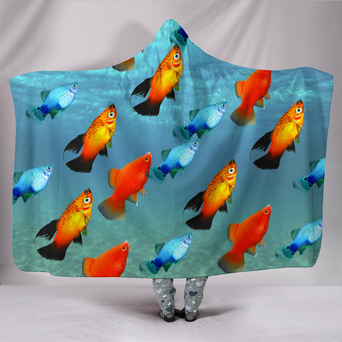 Platy Fish Print Hooded Blanket