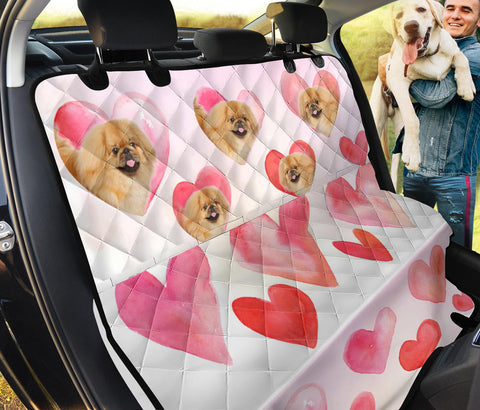 Pekingese On Heart Print Pet Seat Covers