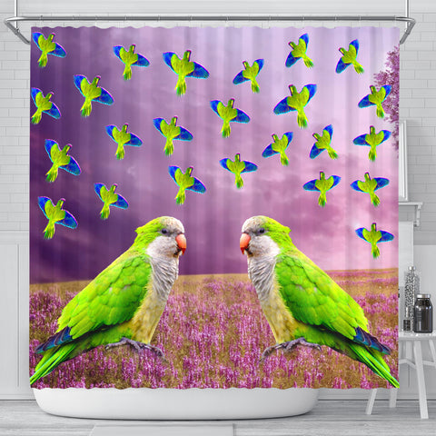 Monk Parakeet Parrot Print Shower Curtains