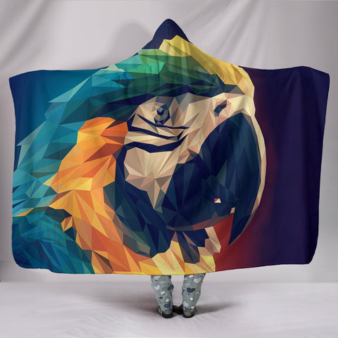 Blue And Yellow Macaw Parrot Vector Art Print Hooded Blanket