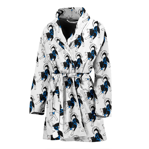 Siberian Husky Dog Pattern Print Women's Bath Robe