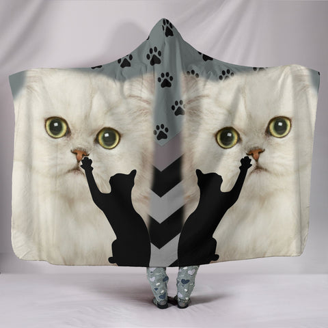 Persian Cat Print Hooded Blanket