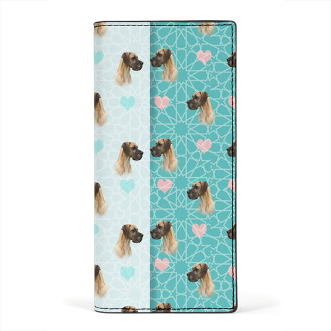 Great Dane Dog Patterns Print Women's Leather Wallet