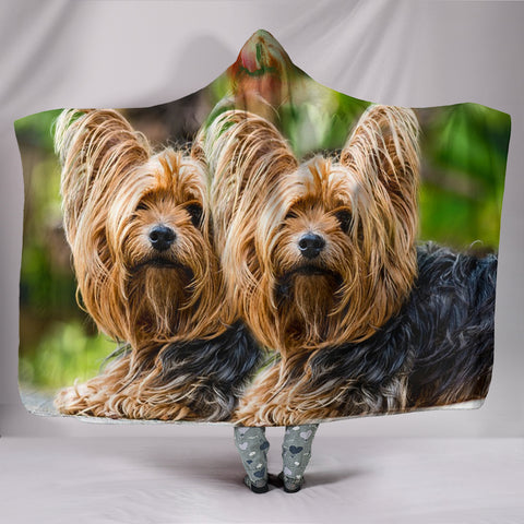 Yorkshire Terrier Dog Print Hooded Blanket