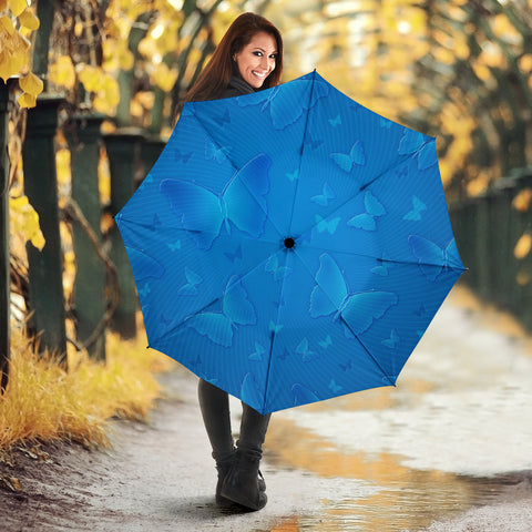 Blue Butterfly Print Umbrellas