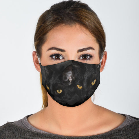 Bombay Cat On Black Print Face Mask