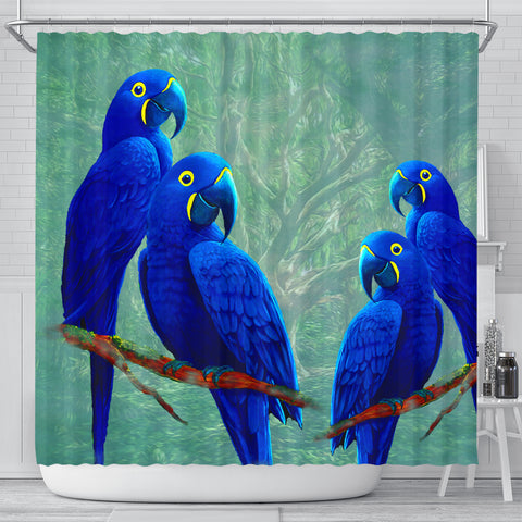 Hyacinth Macaw Parrot Print Shower Curtains