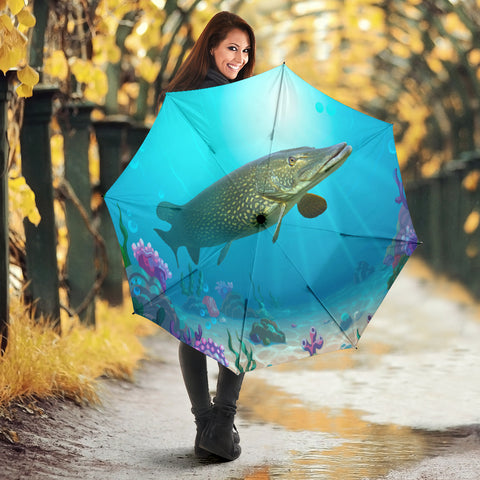 Amazing Northern Pike Fish Print Umbrellas