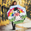 Cute Cow With Rainbow Print Umbrellas