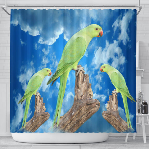 Rose Ringed Parakeet Print Shower Curtains