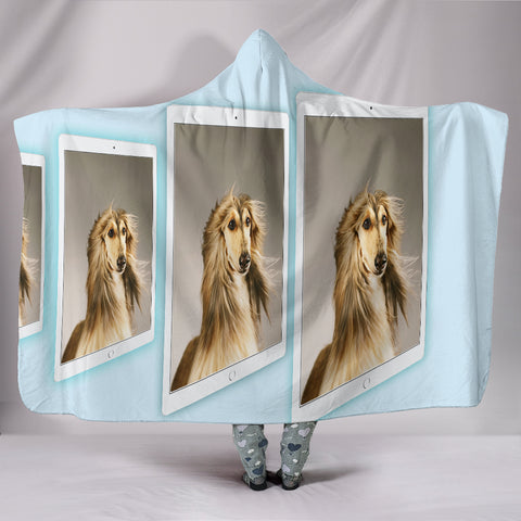 Afghan Hound Tablet Print Hooded Blanket