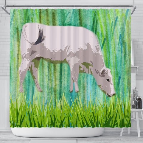 Chianina Cattle (Cow) Art Print Shower Curtain