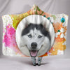 Colorful Siberian husky Dog Print Hooded Blanket