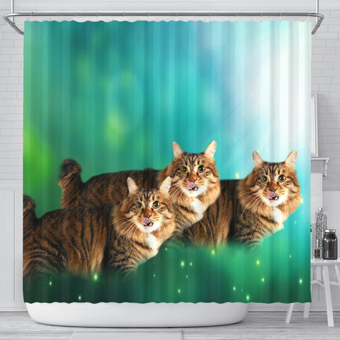 Cute American Bobtail Cat Print Shower Curtains